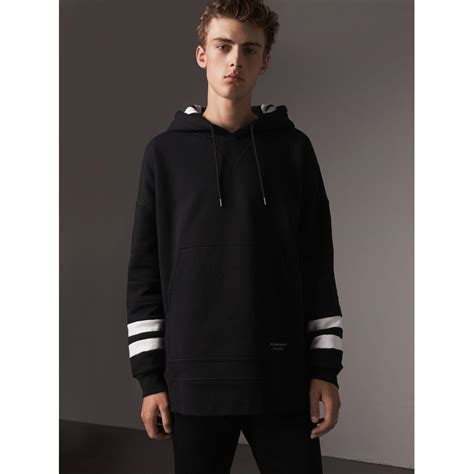 burberry bold stripe detail oversized hooded sweatshirt|Men's Burberry Oversized Sweatshirts & Hoodies .